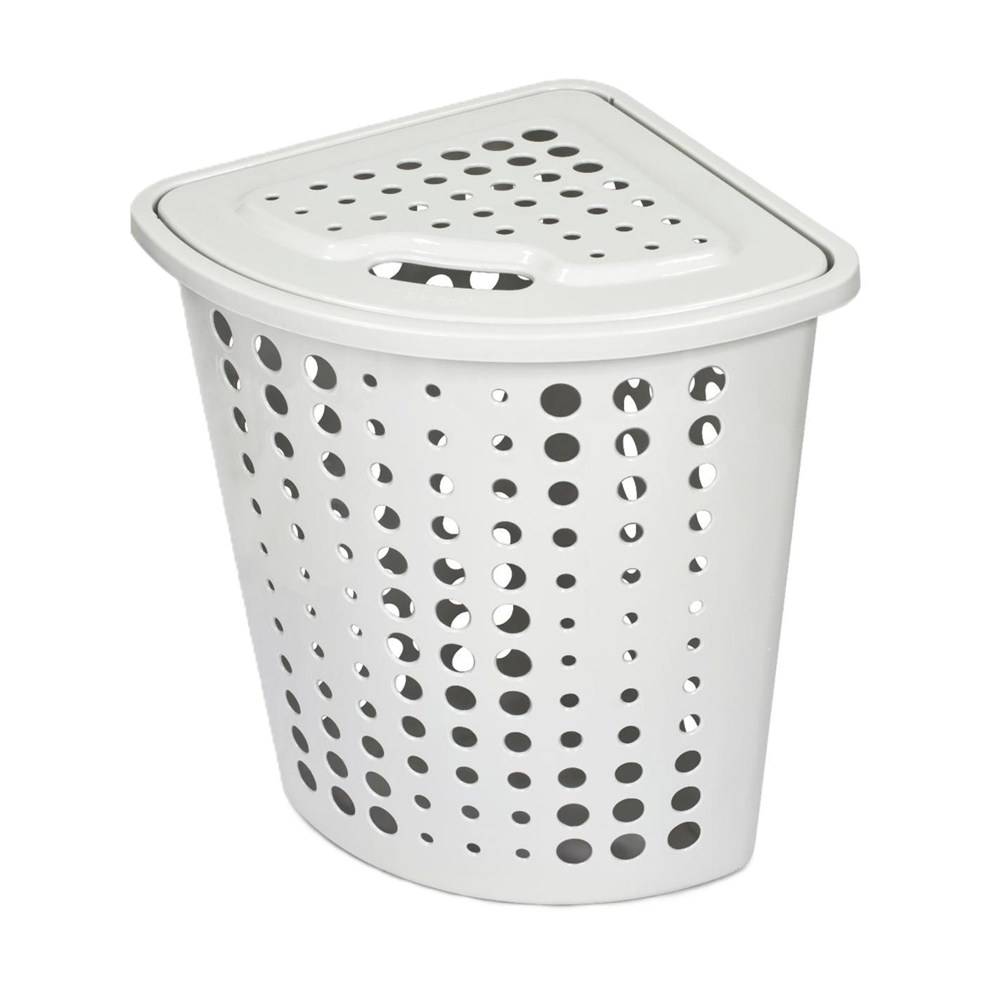 Корзина для белья Молетта угловая с крышкой 45 л светло-серая С705СЕР