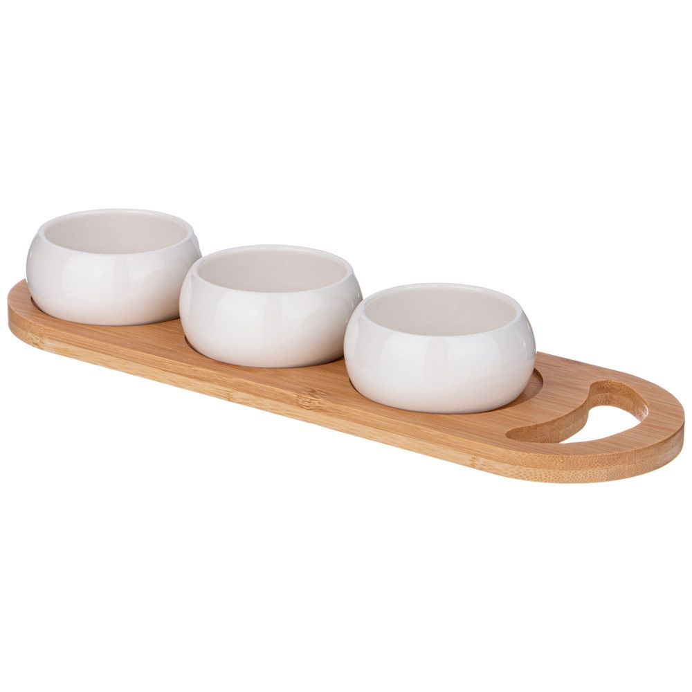 Набор соусников Lefard Native на деревянной подставке 33,3х10,4х1,2 см 3 шт (24)