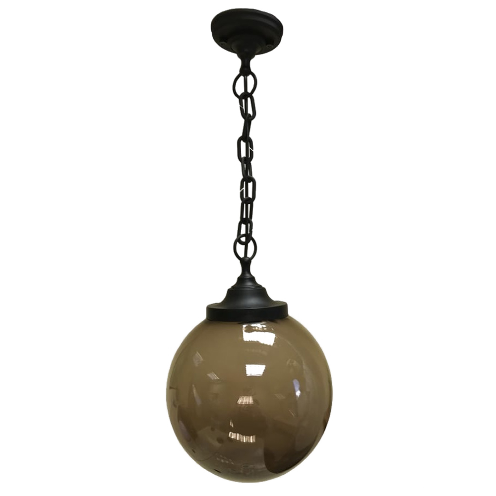 Светильник подвес на цепи Е27 шар Д250мм дымчатый цепочка черная Palla B 25 01 32