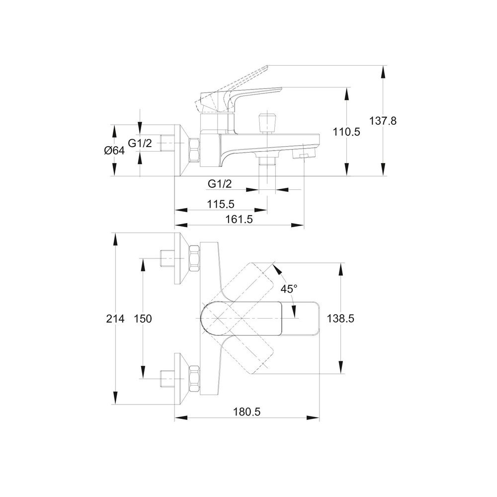 Смеситель для ванны Nature однорычажный