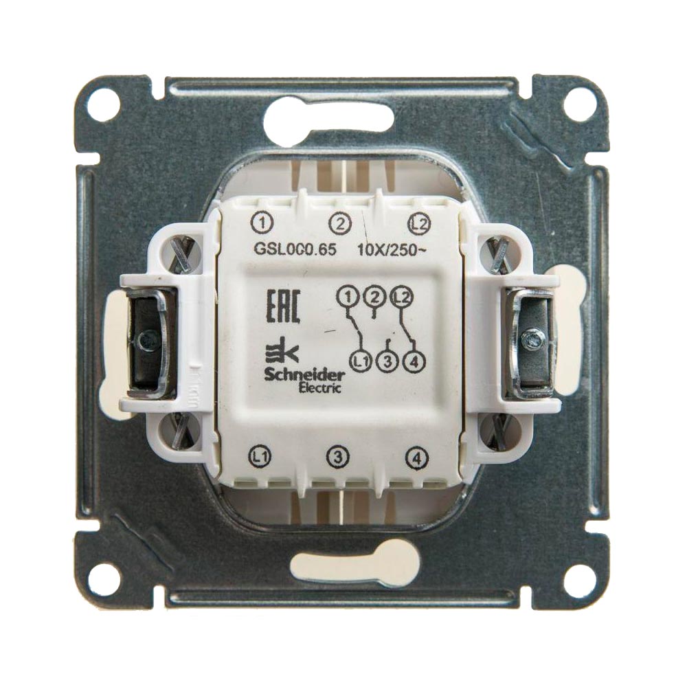 Механизм переключателя проходного 2-кл. СП Glossa 10А IP20 10AX перламутр