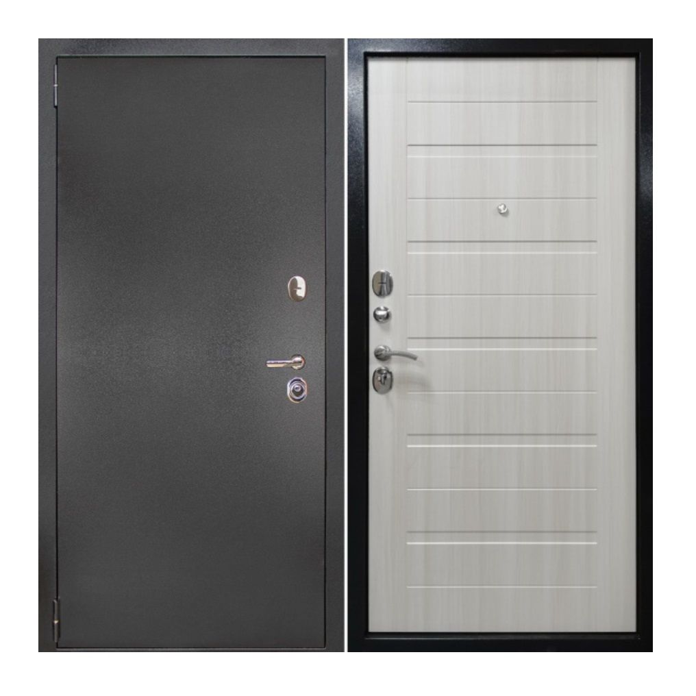 Дверь металл ДК70 серебро Лиственница беленая 960х2050 мм L