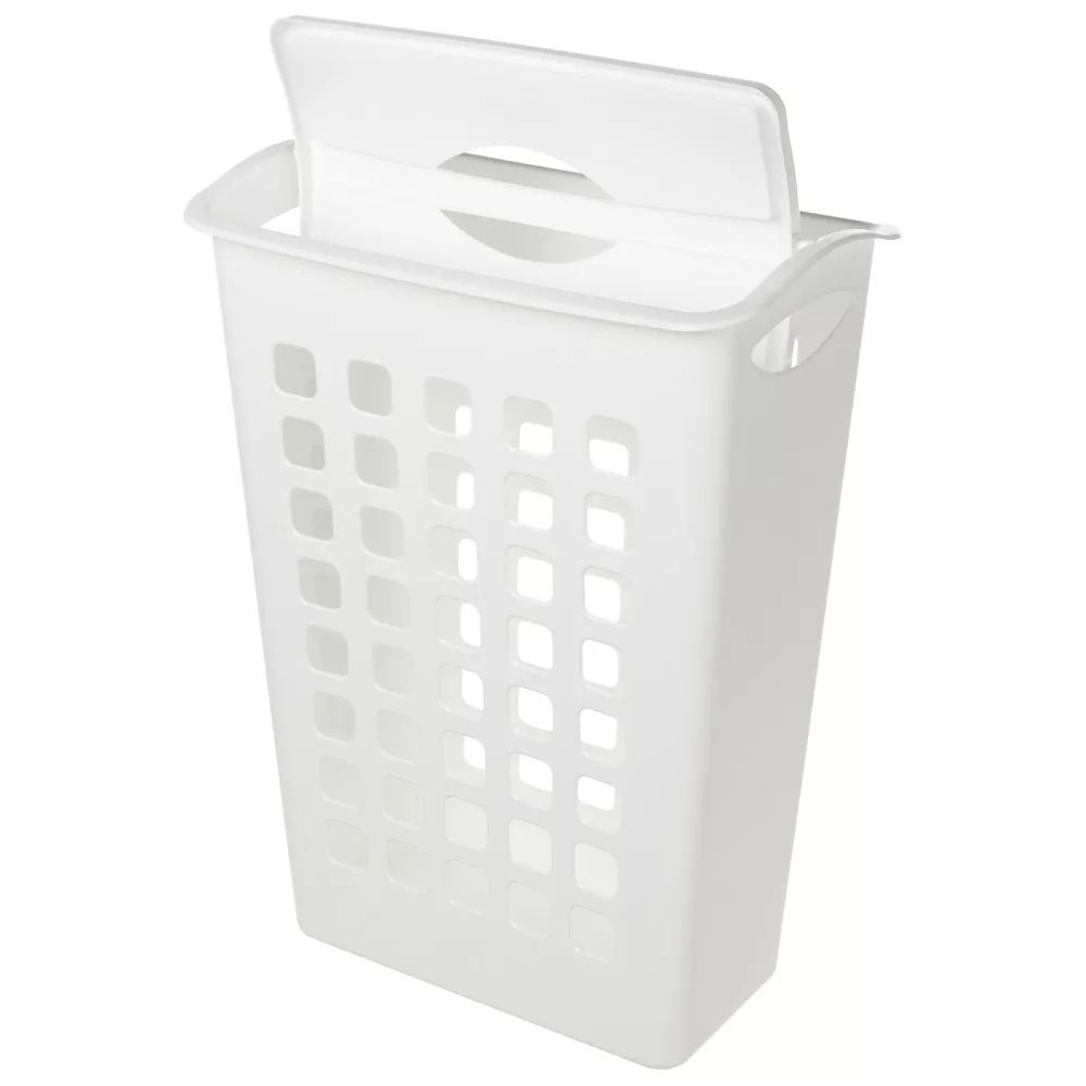 Корзина для белья узкая с поворотной крышкой 38 л 43х26х58 cм белая
