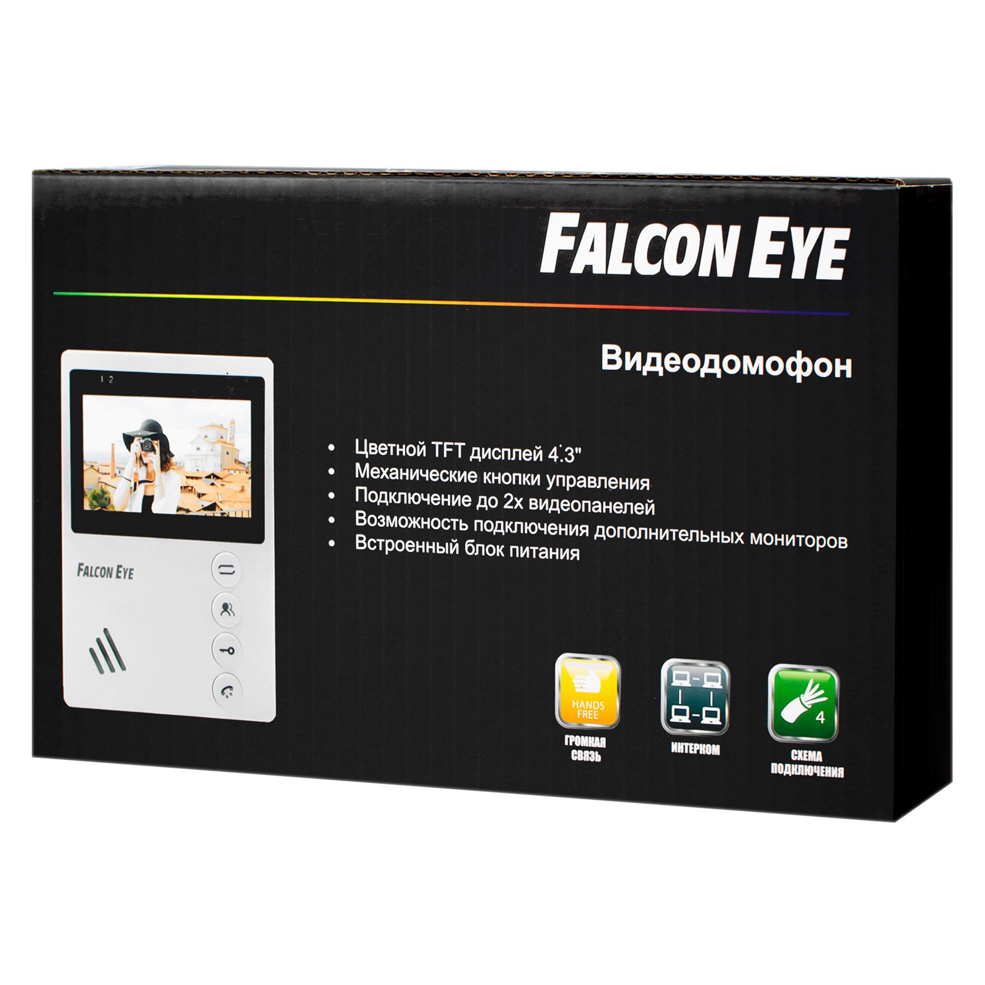 Видеодомофон:Vista дисплей 4,3" TFT; механические кнопки; подключение до 2-х вызывных панелей;  OSD меню; питание AC 220В (встроенный БП) или от внешнего БП DC 12В (приобретается отдельно)