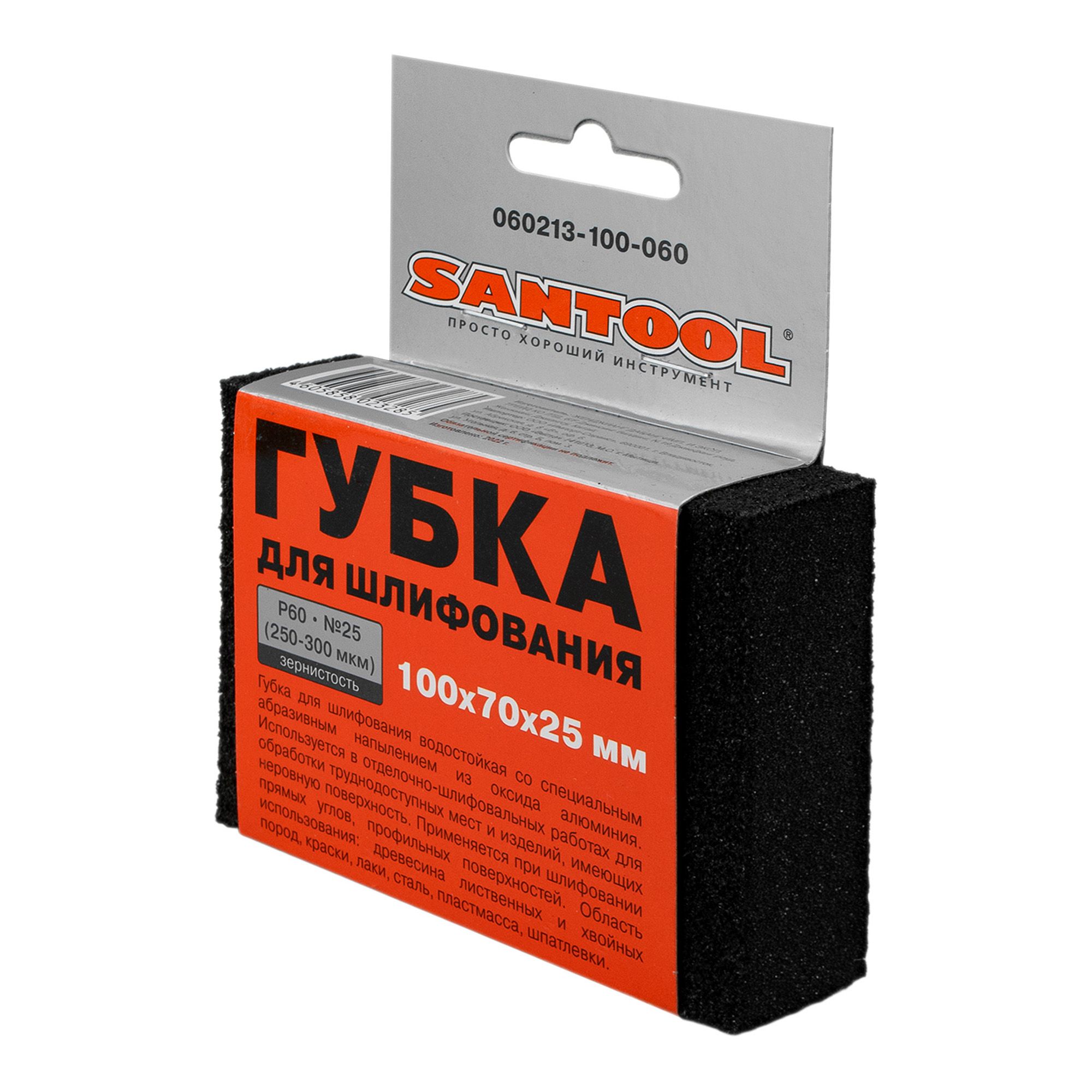 Губка шлифовальная Р60 100x70x25 мм Santol