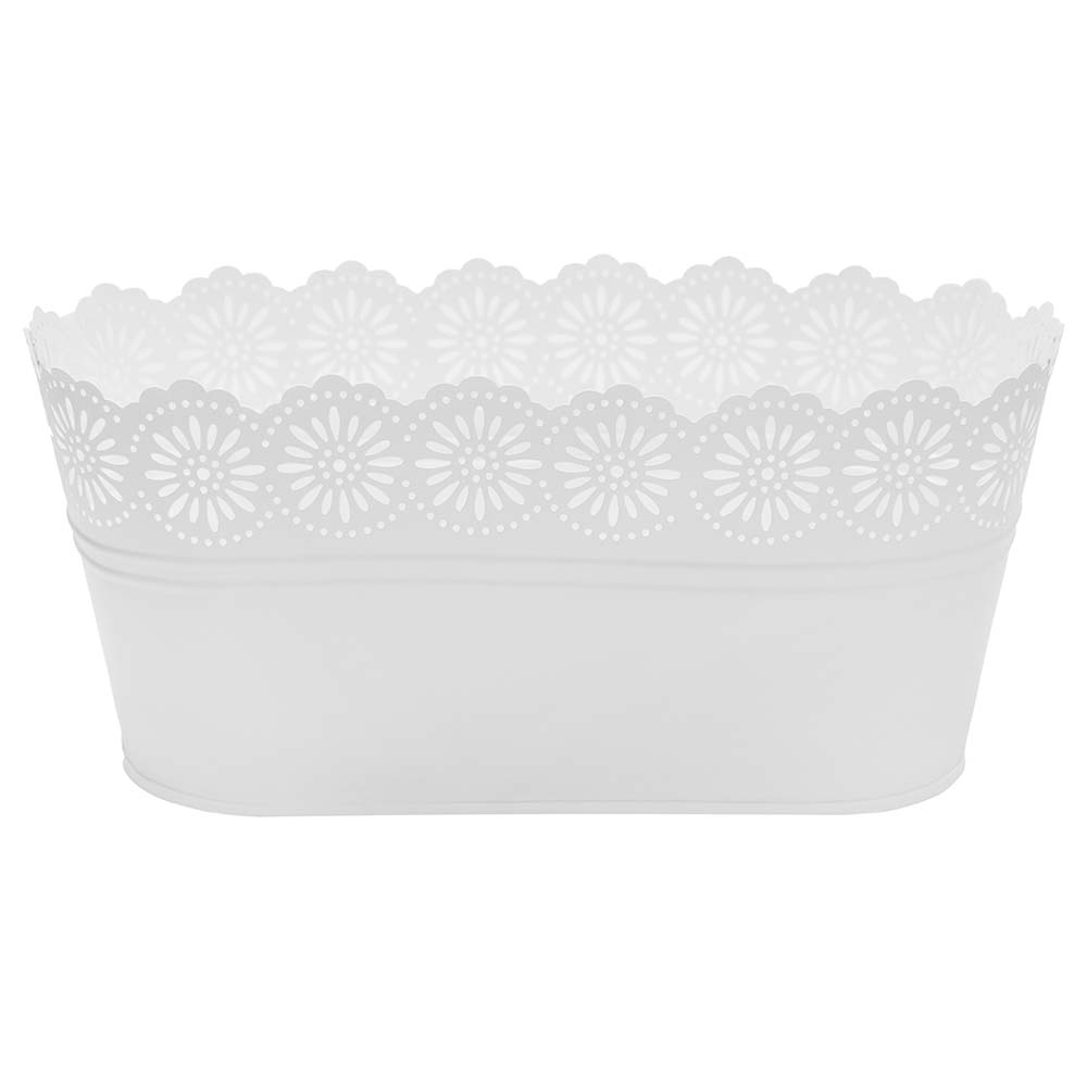 Кашпо металлическое белое 27,5х15х13 см