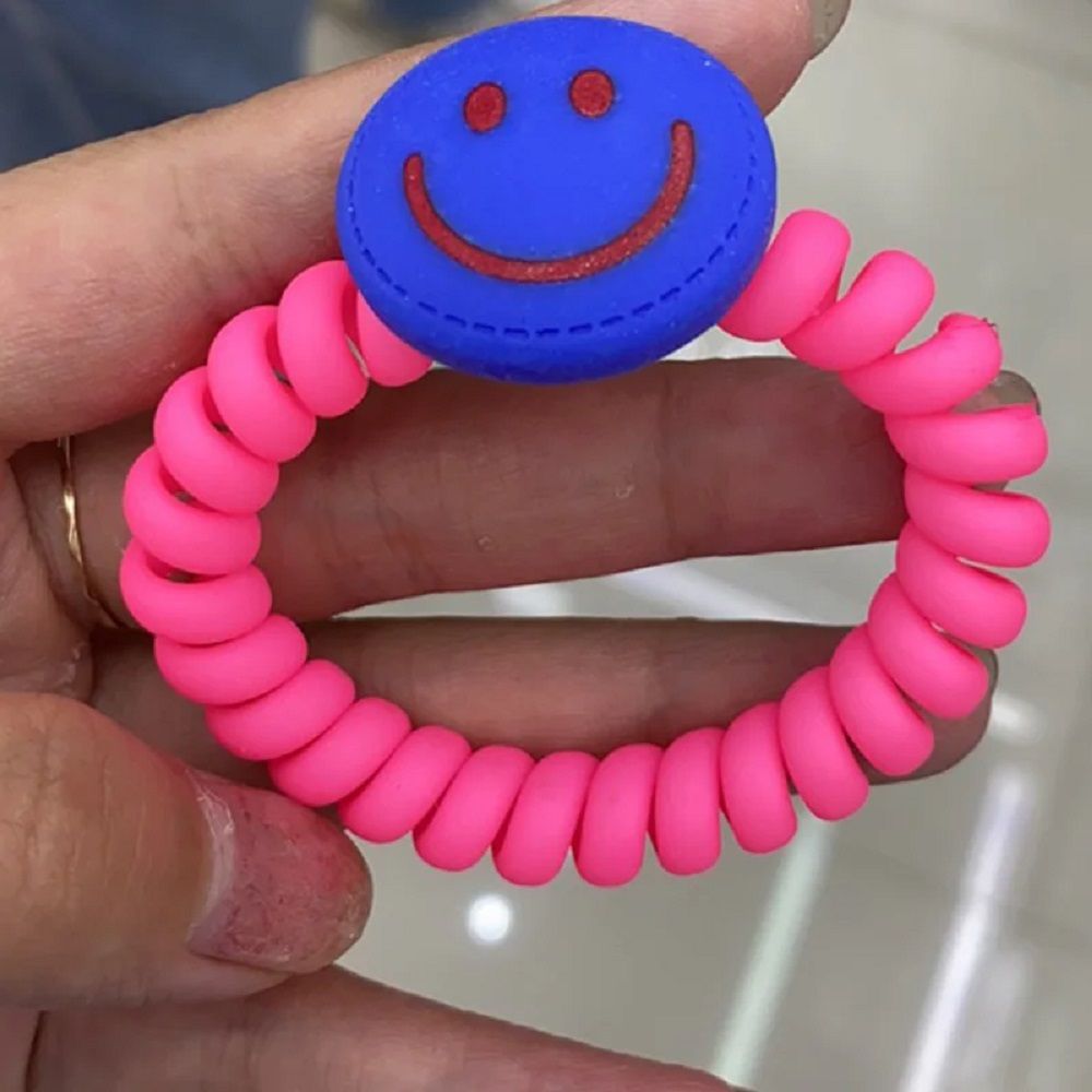 Резинка для волос силиконовая Marzipan Смайлик розовый d5,5 см 1 шт