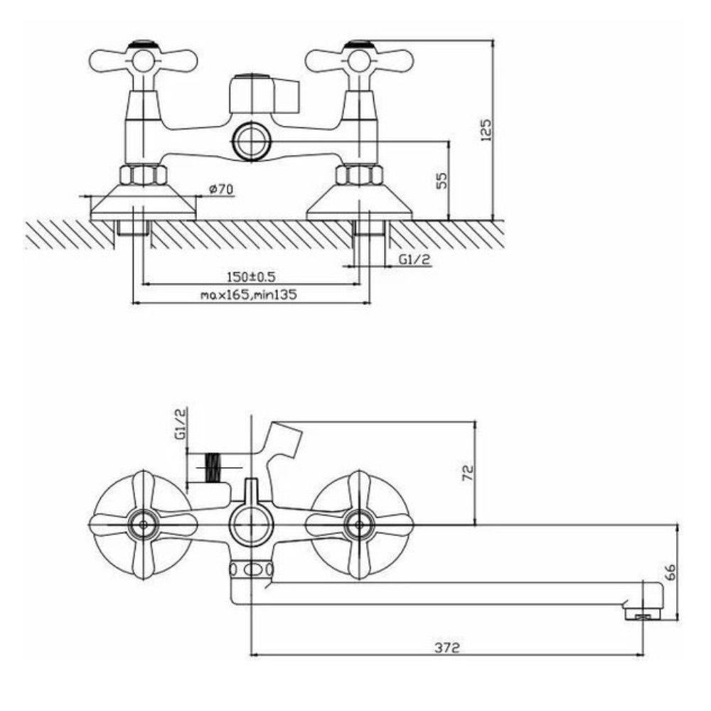 Смеситель для ванны Esko Vienna VN 31-2 вентильный длинный излив 350 мм