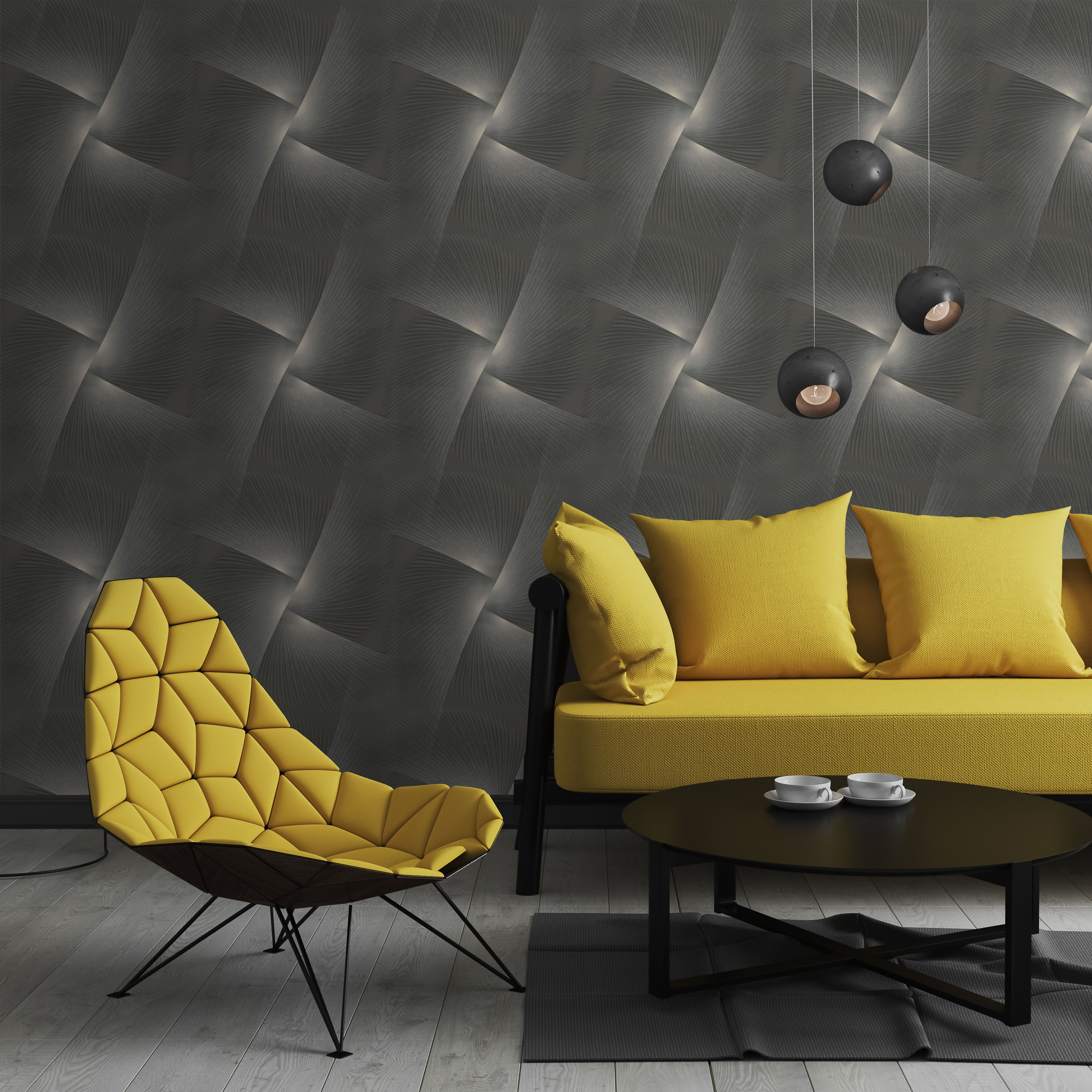 Обои Артекс Фотон 11197-05 черные геометрия 1,06х10,05 м