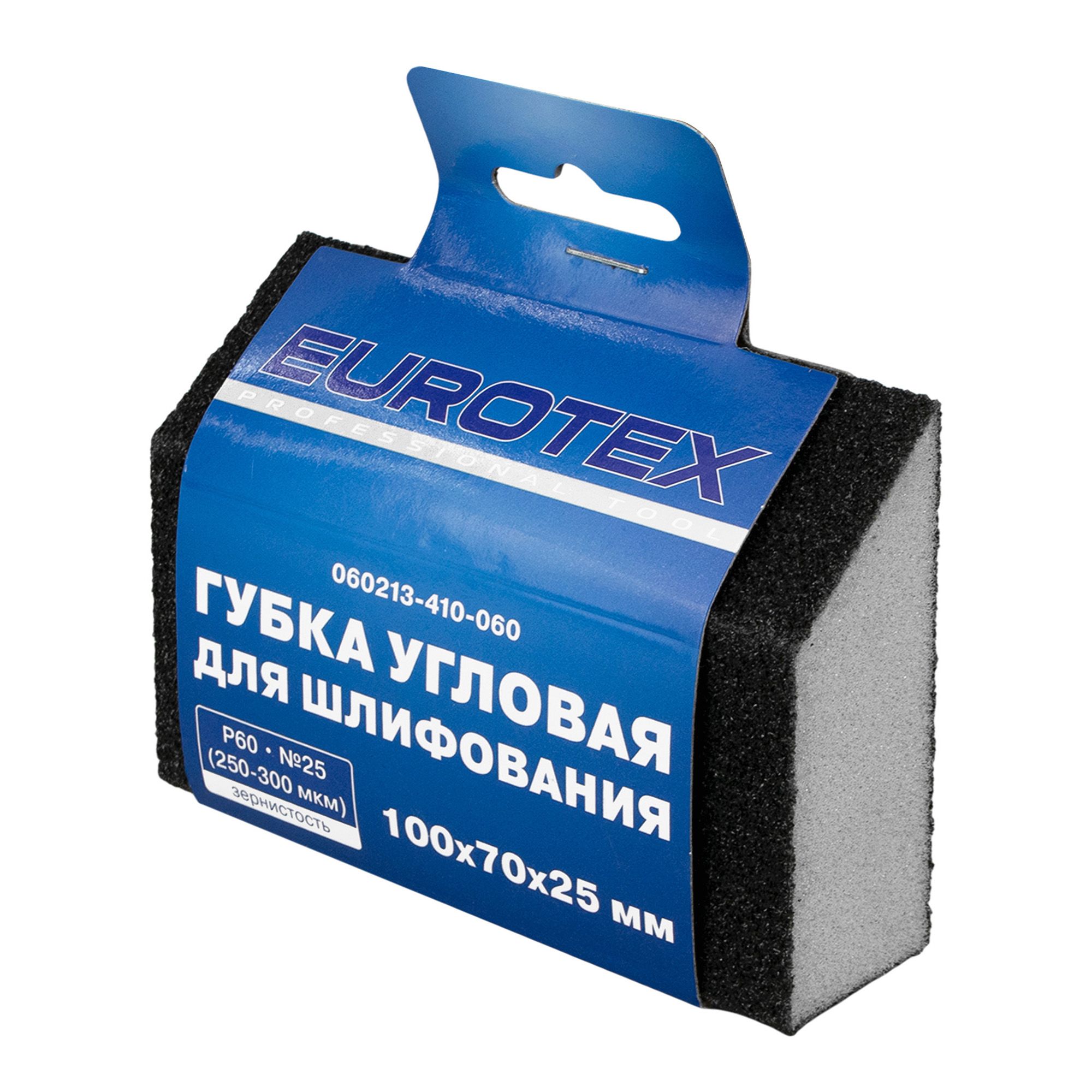 Губка шлифовальная угловая Р60 100x70x25 мм Eurotex