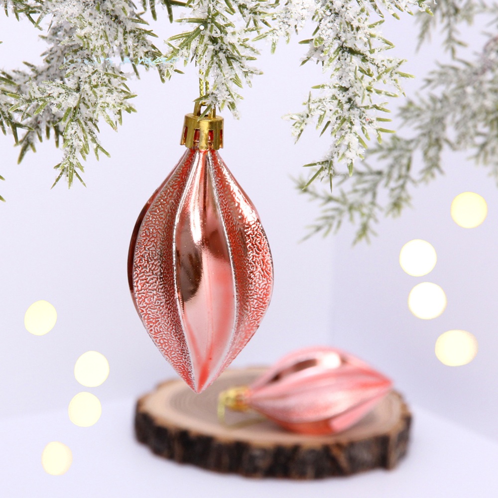 Игрушки елочные Таинственное очарование Капля 8 см розовое золото 2 шт