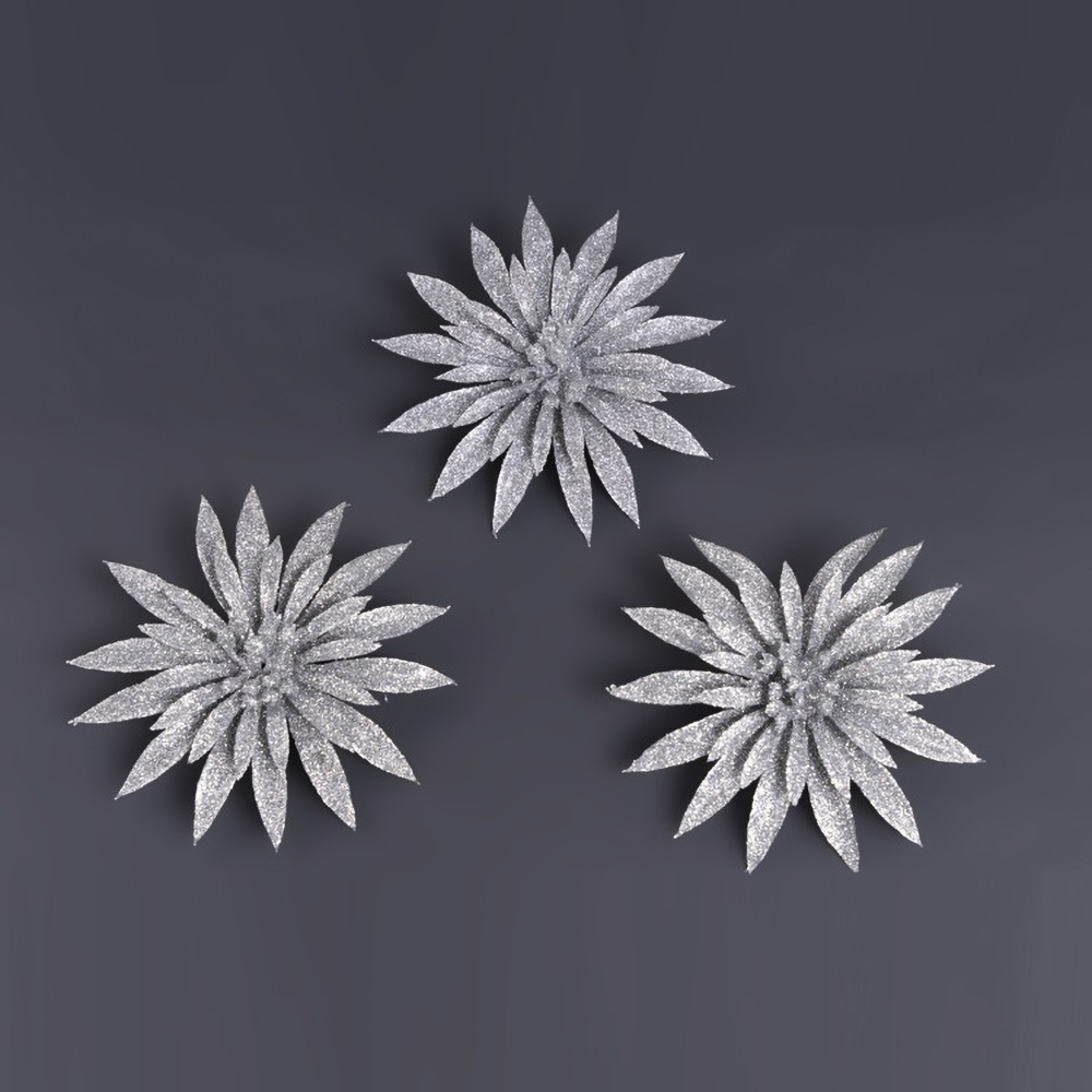 Украшение новогоднее Моя Елочка Цветок на прищепке d10 см серебро 2024-2892