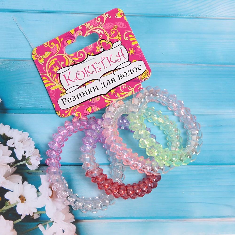 Резинки для волос силиконовые Кокетка-Талуна микс d-5,5 см 4 шт