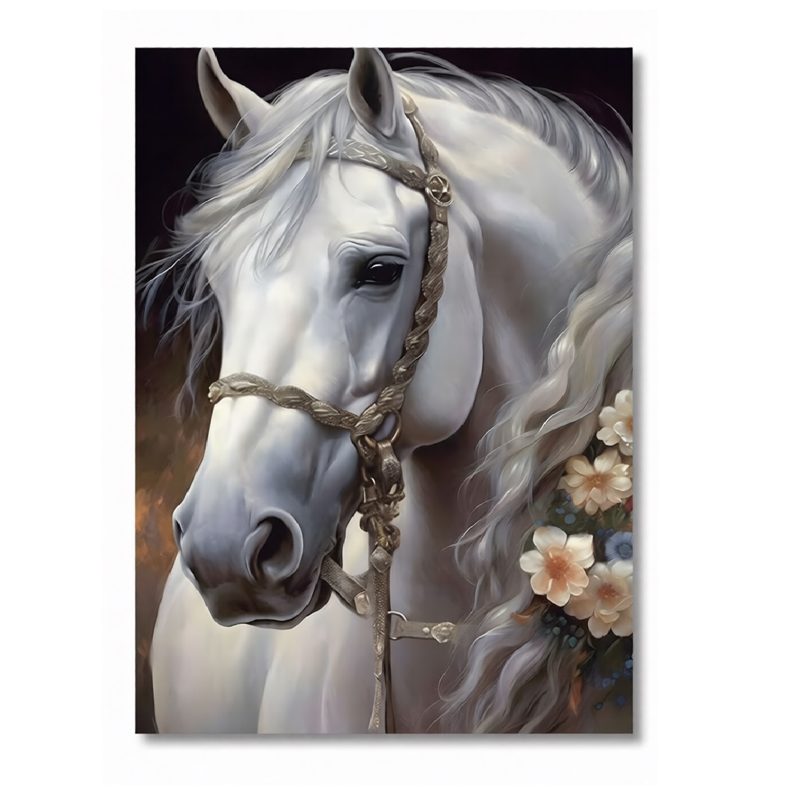 Картина интерьерная со смолой Белая лошадь 2 30х40 см 2025-0237