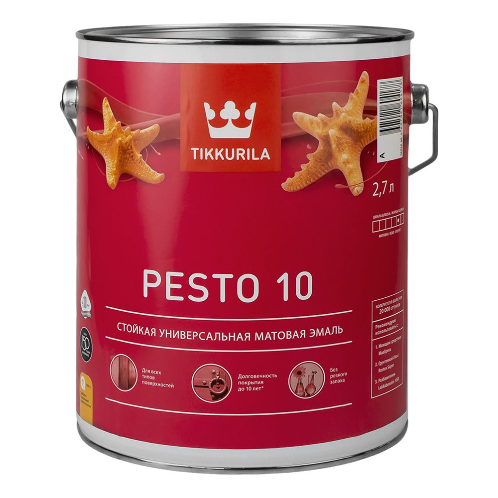Краска Tikkurila Pesto 10 А, белая, 2,7 л (6)