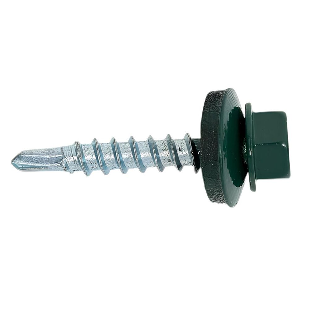 Саморез кровельный 4,8х28 мм зеленый мох RAL 6005 10 шт