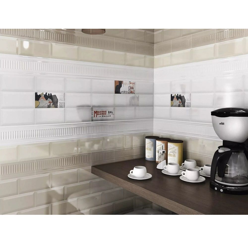 Плитка настенная Kerama Marazzi Бланше 19040 грань 20х9,9 см белая 0,792 м2