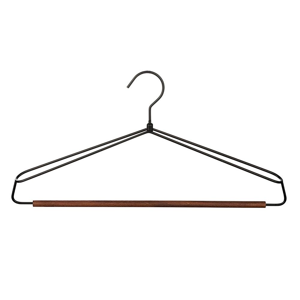 Вешалка-плечики р.46-48 металл/деревянная перекладина черный Винтаж с широкими плечами