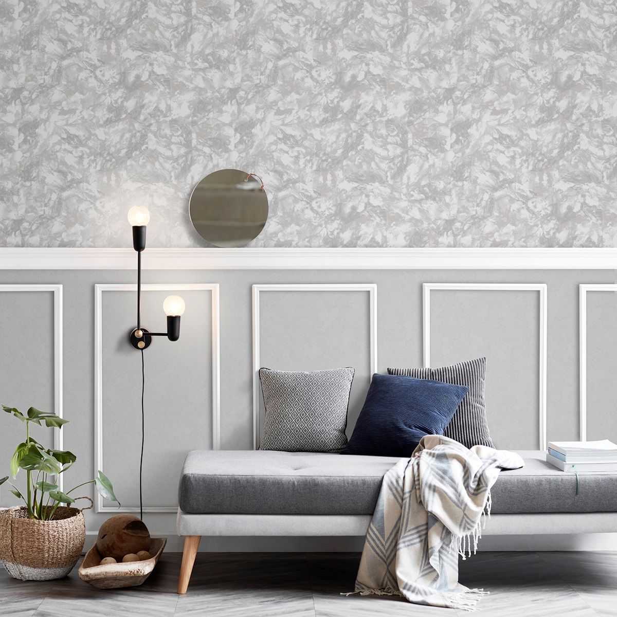 Обои Erismann Andrea 60637-06 серые абстракция 1,06х10,05 м