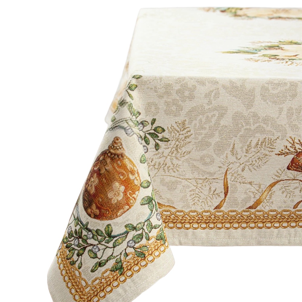 Скатерть декоративная гобелен Золотые шары и свеча 140х180 см 2312529