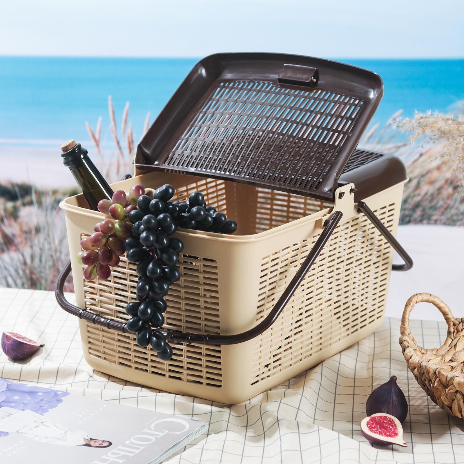 Корзина для пикника 44,5х34х25 см бежево-коричневая