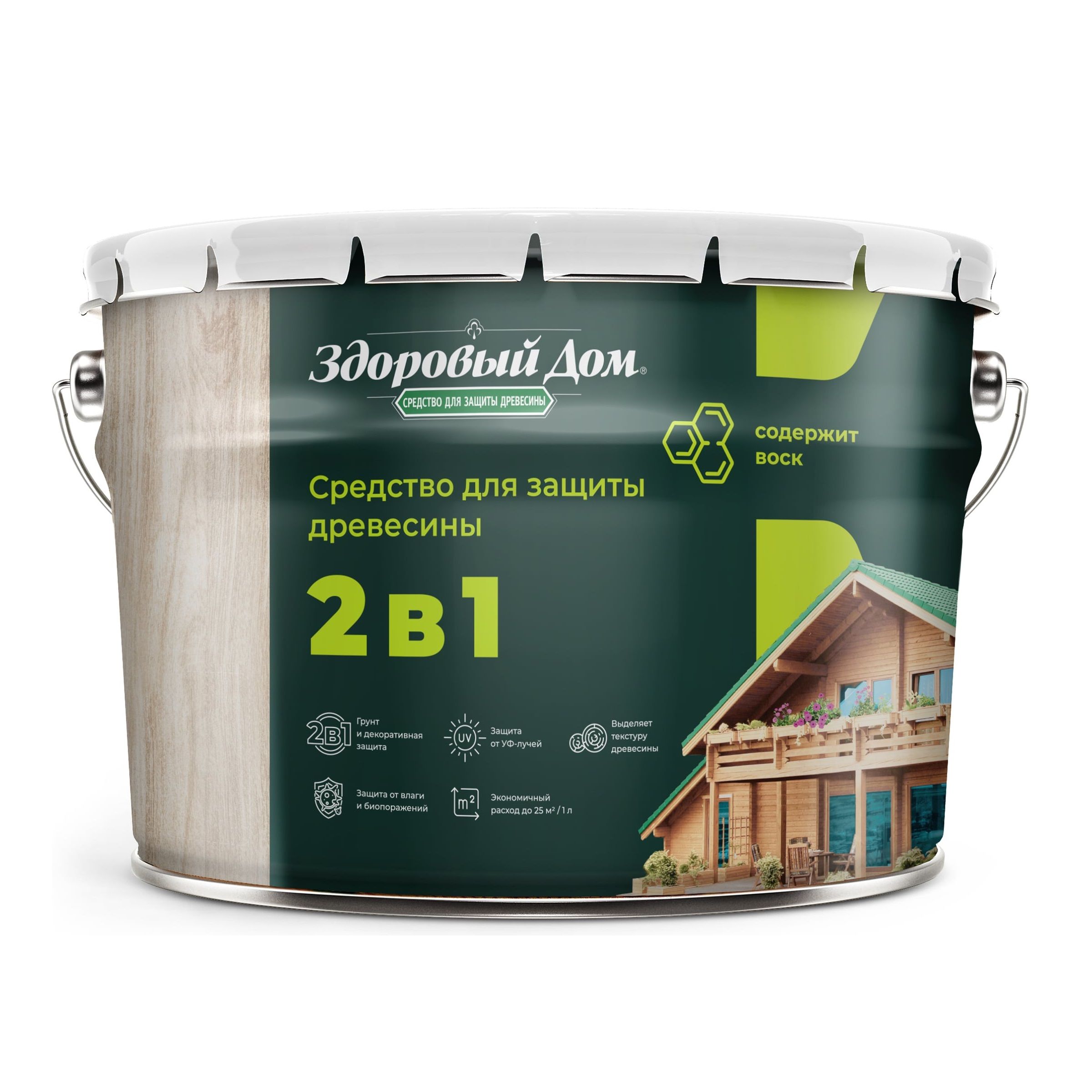 Средство для защиты древесины Здоровый Дом Дуб 9 л Л-С