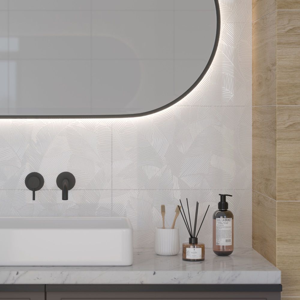 Плитка настенная Gracia Ceramica Nature white wall 04 30х50 см белая 1,2 м2