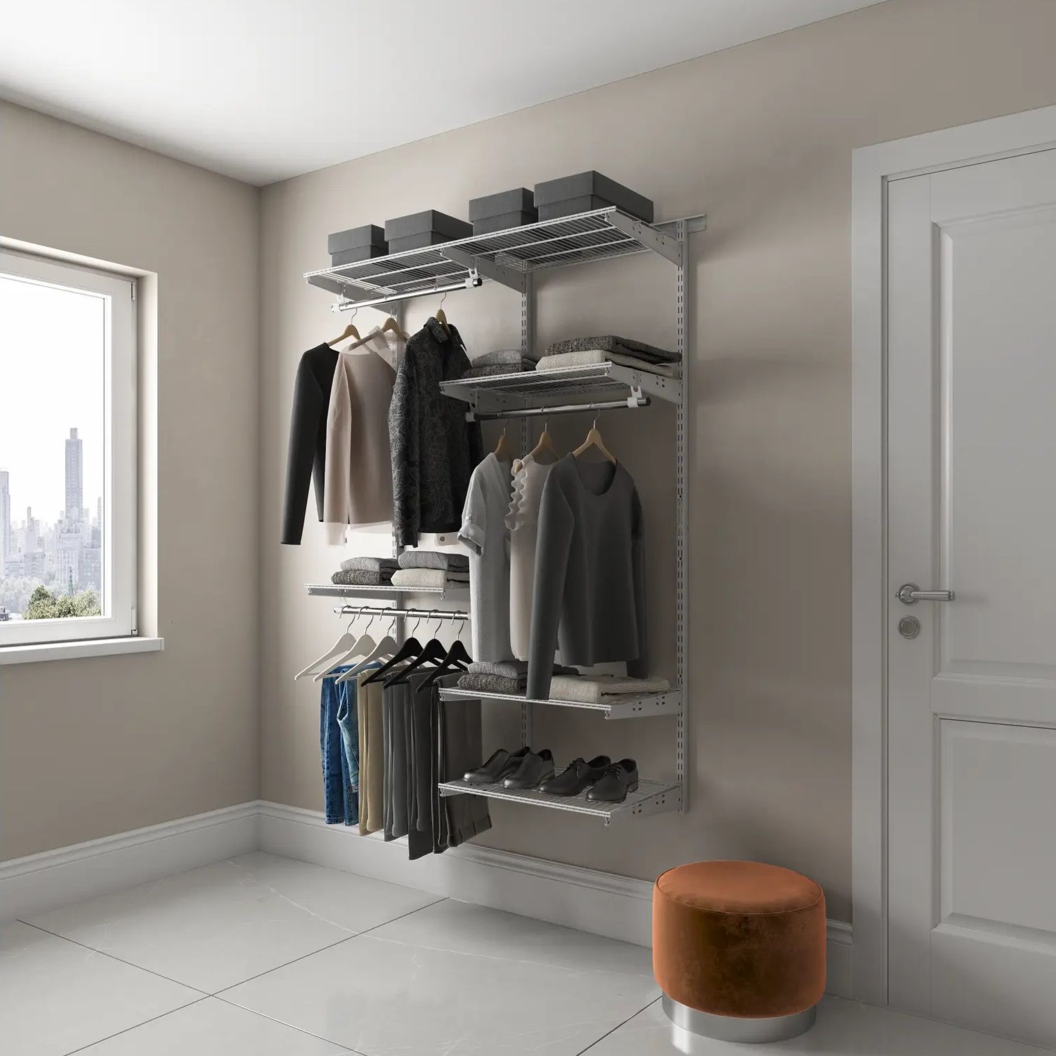 Гардеробная система Практик Home Optima G120 1300х2050х450 мм белая