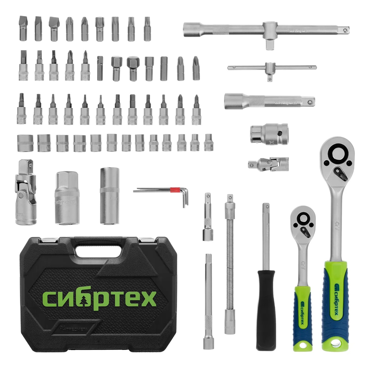 Набор инструмента 1/2", 1/4" 94 предмета Сибртех 13388