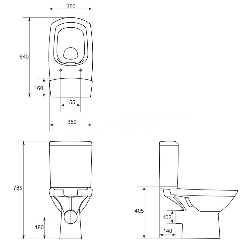 Унитаз-компакт Cersanit Carina Clean 011 3/5 DPL EO slim прямой выпуск сиденье дюропласт микролифт