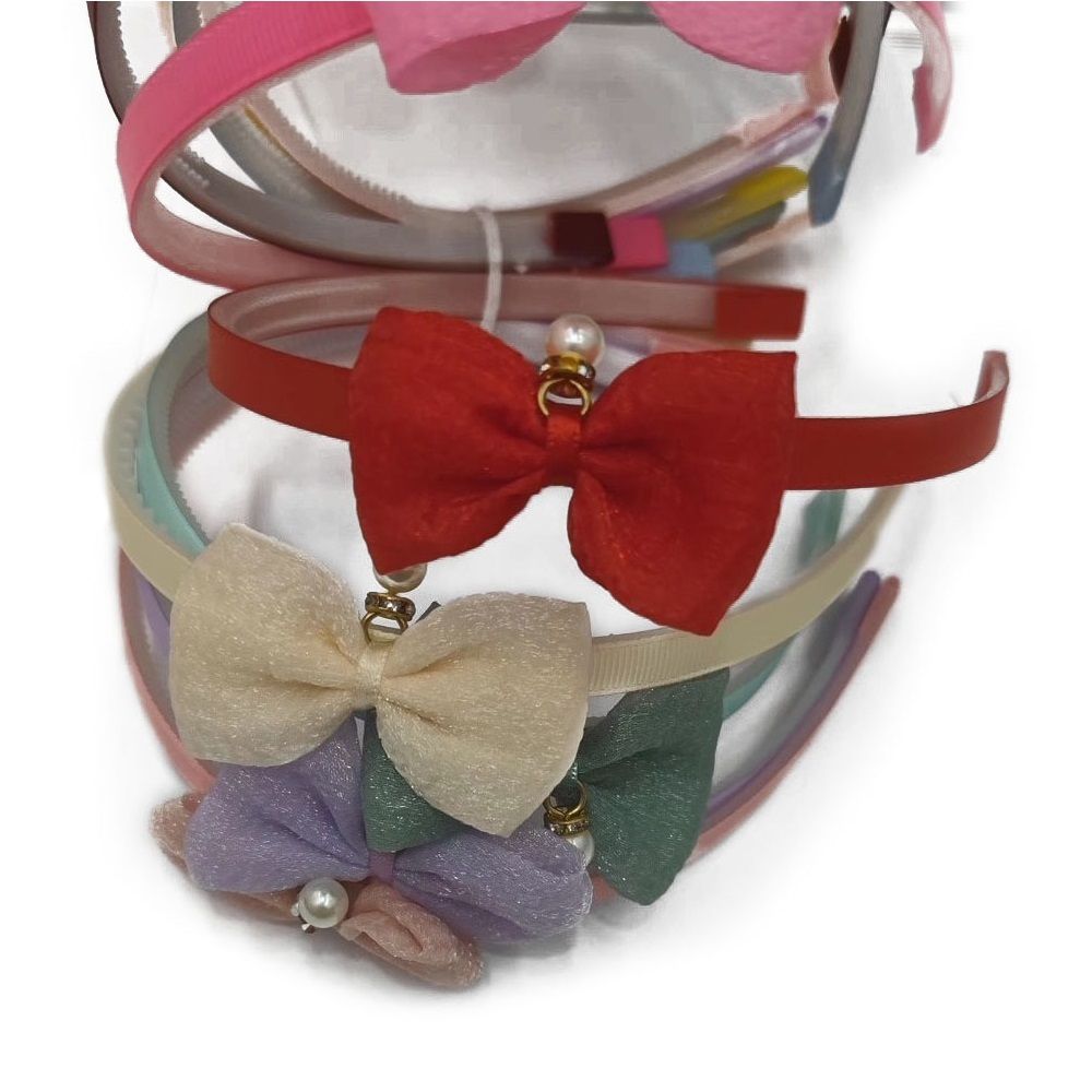 Ободок для волос детский Розовое облако Жемчужинка микс 1 см на блистере