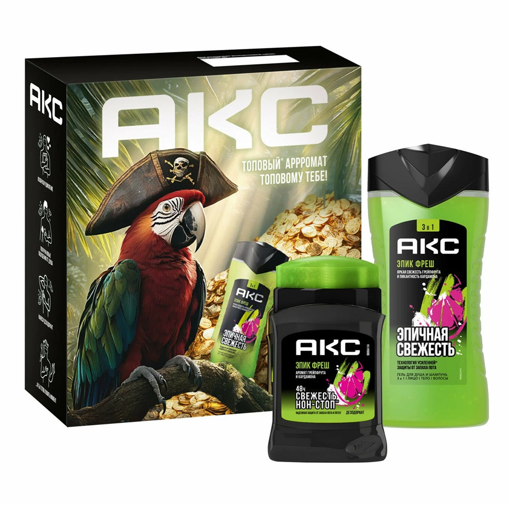 Набор подарочный для мужчин АКС Эпик Фреш (дезодорант,гель для душа)