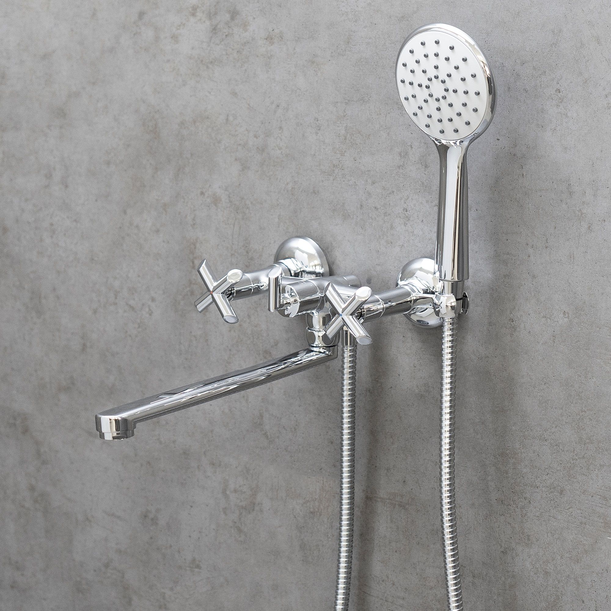 Смеситель для ванны Lemark Practica LM7541C двухвентильный поворотный излив