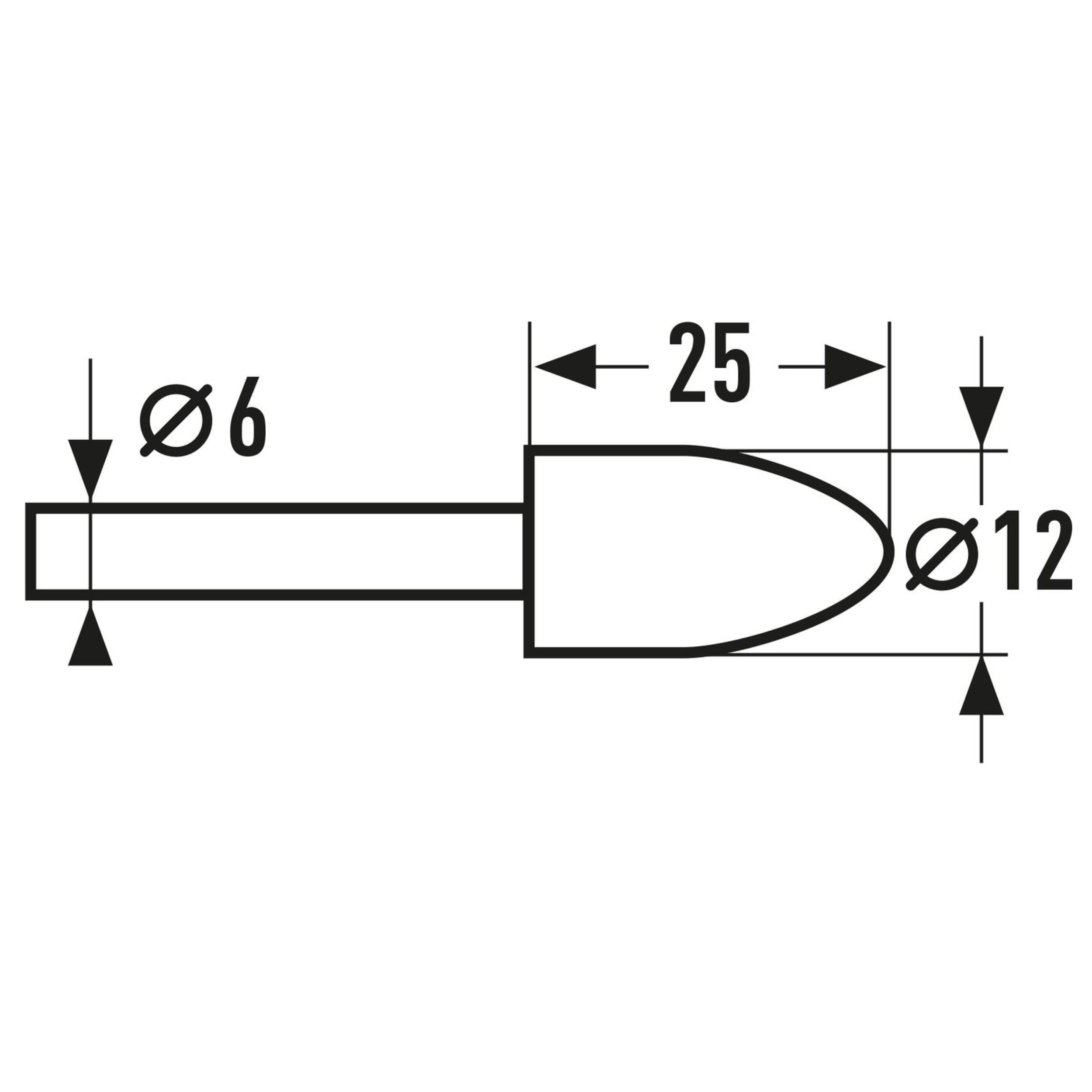 Шарошка абразивная конусная 25х14 мм хвост 6 мм 31-3-106