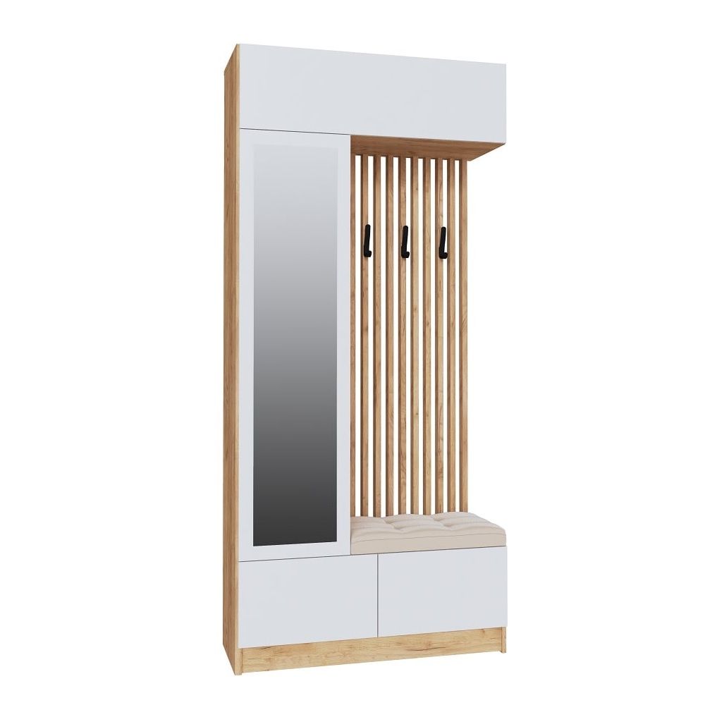 Прихожая Руэлла 1000х2200х400 мм Дуб крафт золотой/Белый