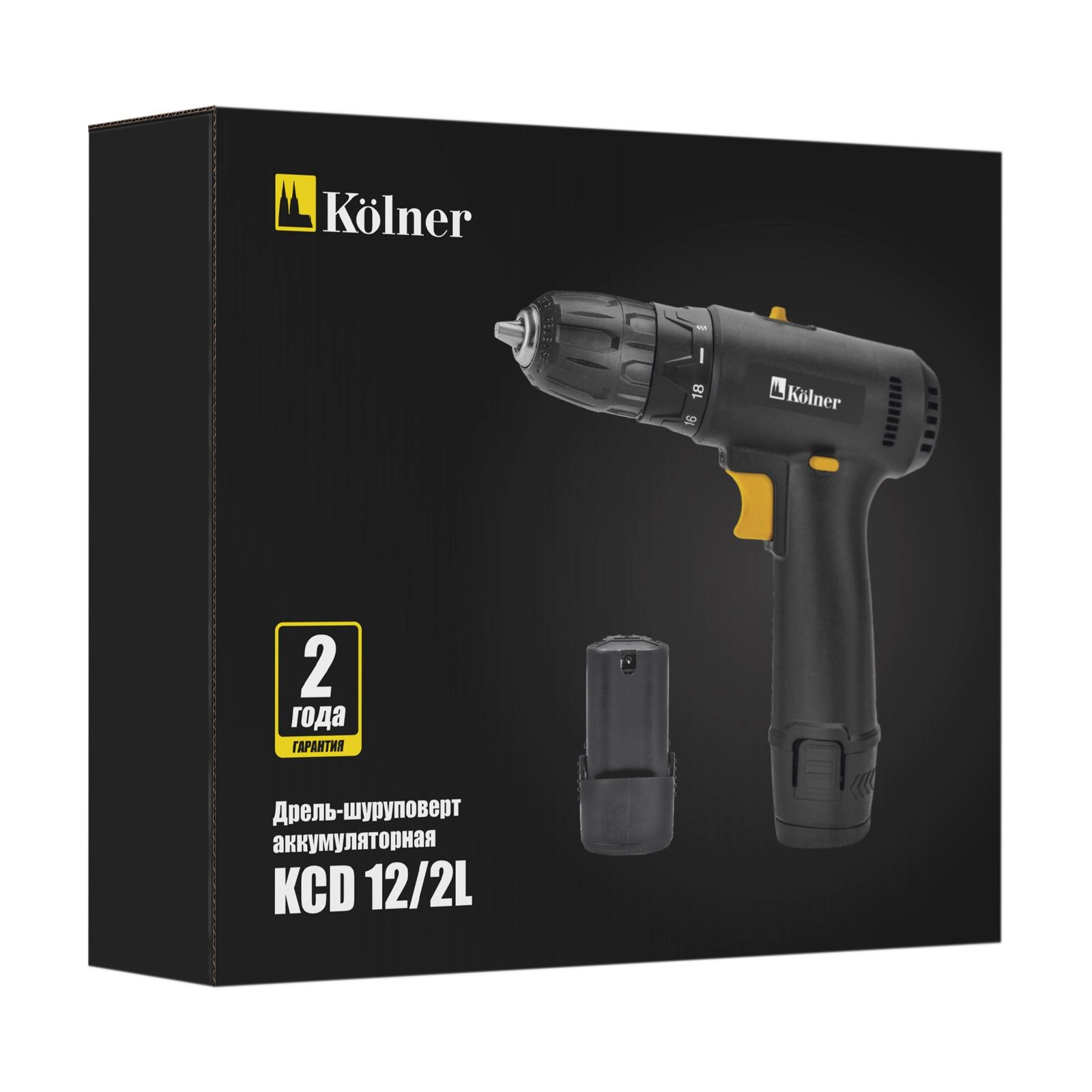 Дрель-шуруповерт аккумуляторная Kolner KCD 12/2L 12В 2х2Ач 25Нм