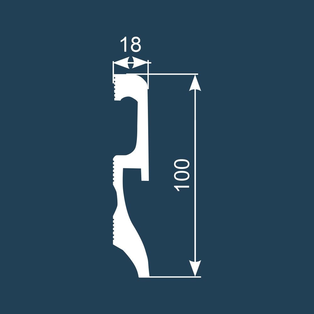 Плинтус напольный Cosca Экополимер PX033 100х18х2000 мм белый для скрытого освещения