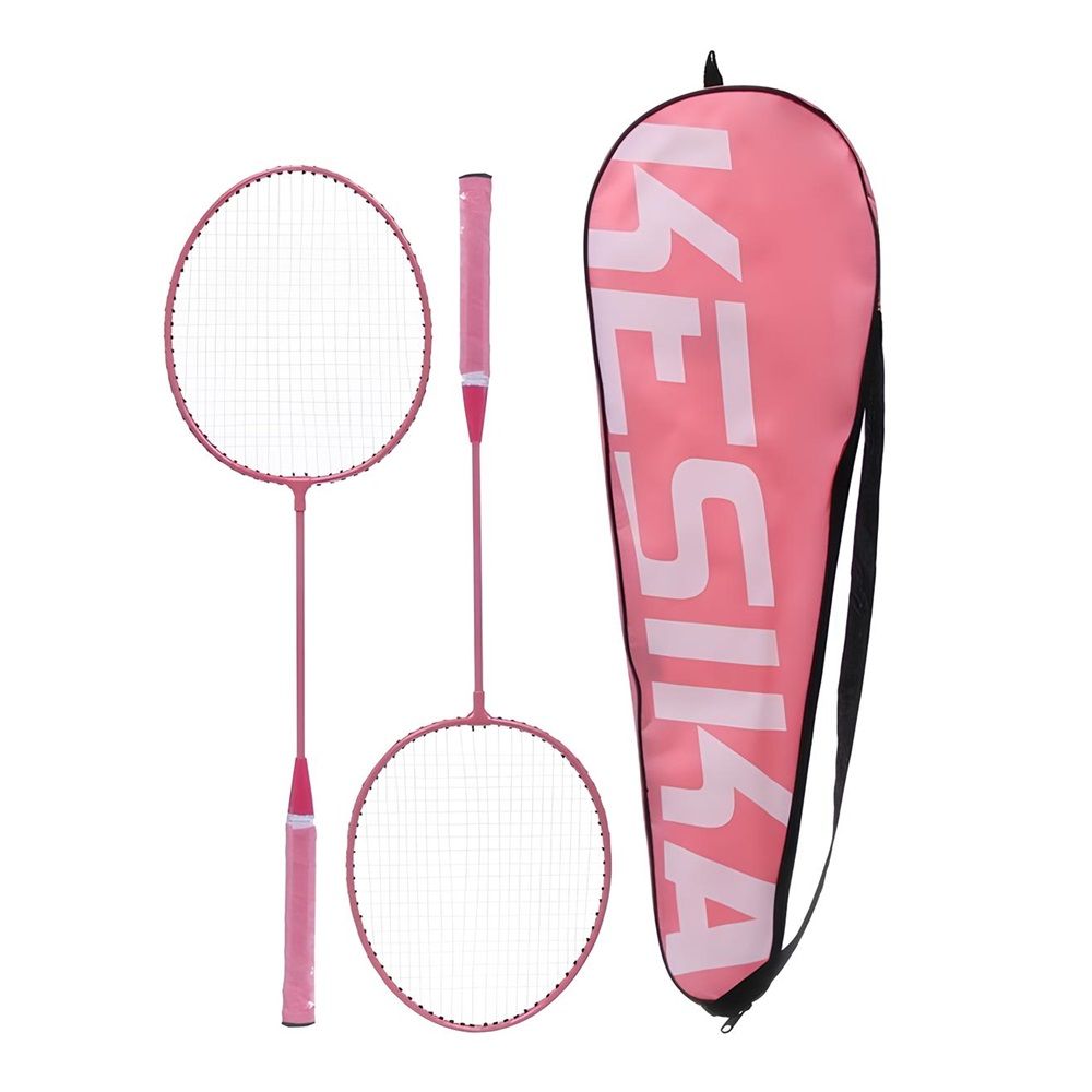 Бадминтон K-003 металлические ракетки 2 шт 65 см чехол (розовый)