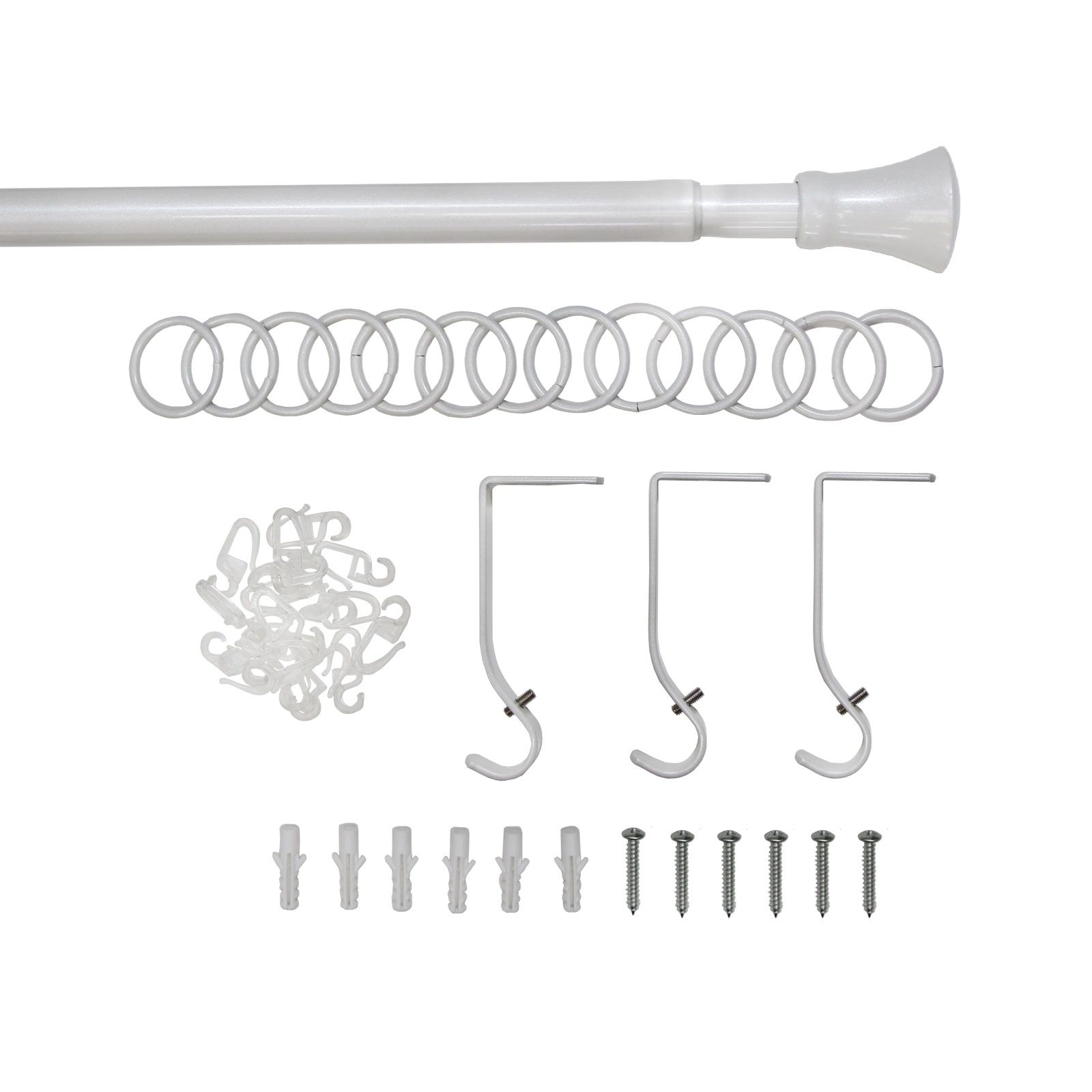 Карниз настенный раздвижной однорядный d16/19 мм 160-320 см Гиро жемчуг