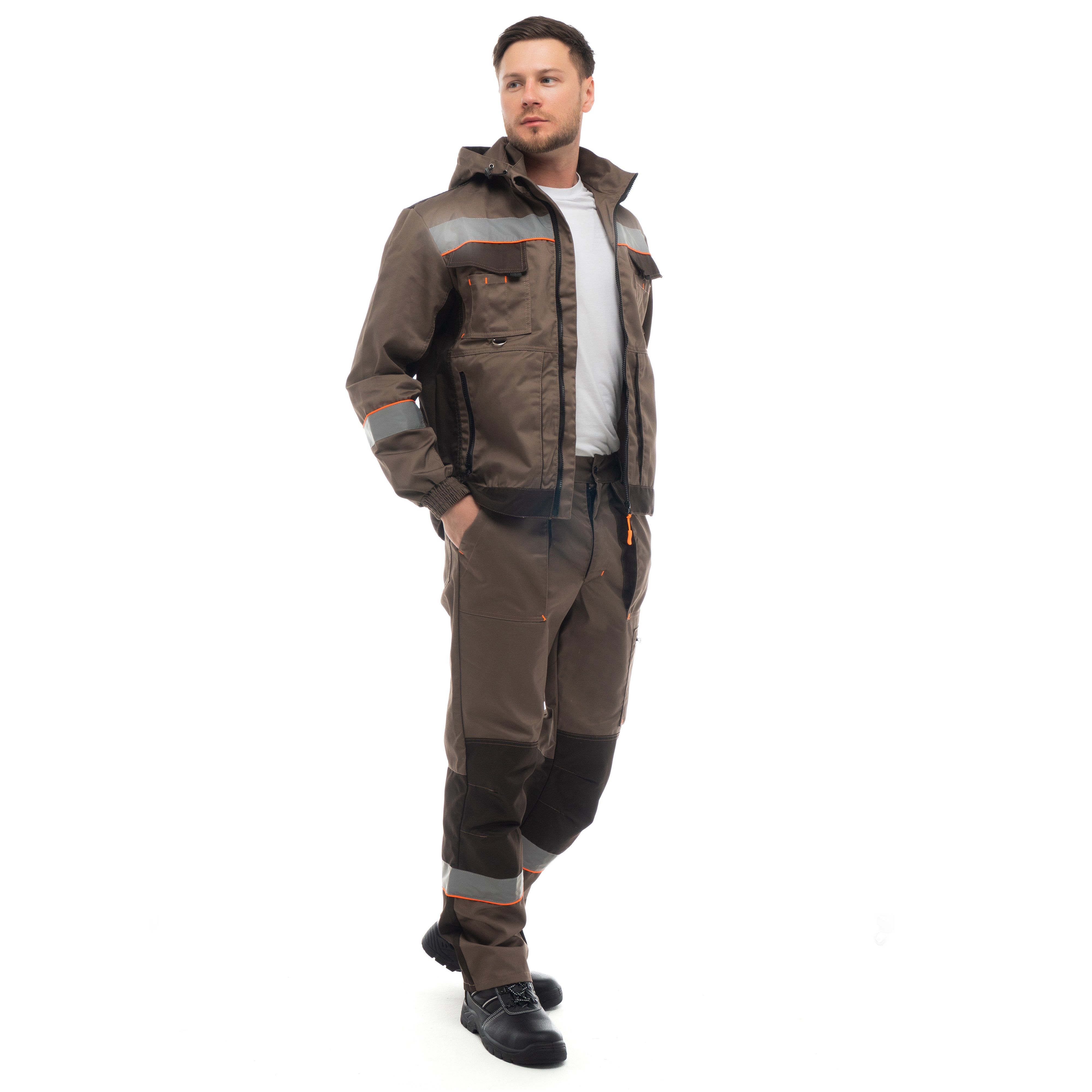 Костюм мужской Берген куртка, брюки бежевый с темно-коричневым р.112-116/182-188