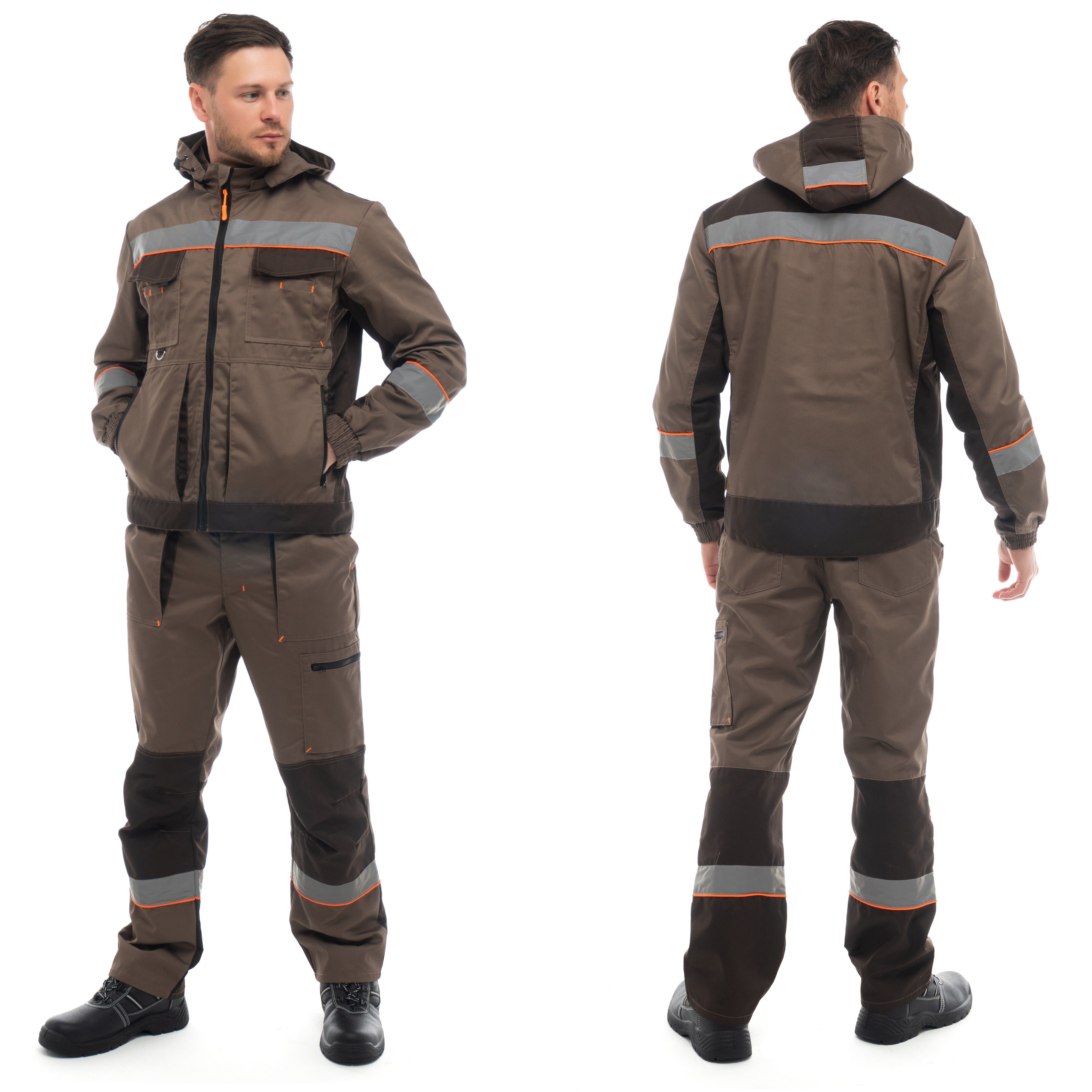 Костюм мужской Берген куртка, брюки бежевый с темно-коричневым р.112-116/182-188