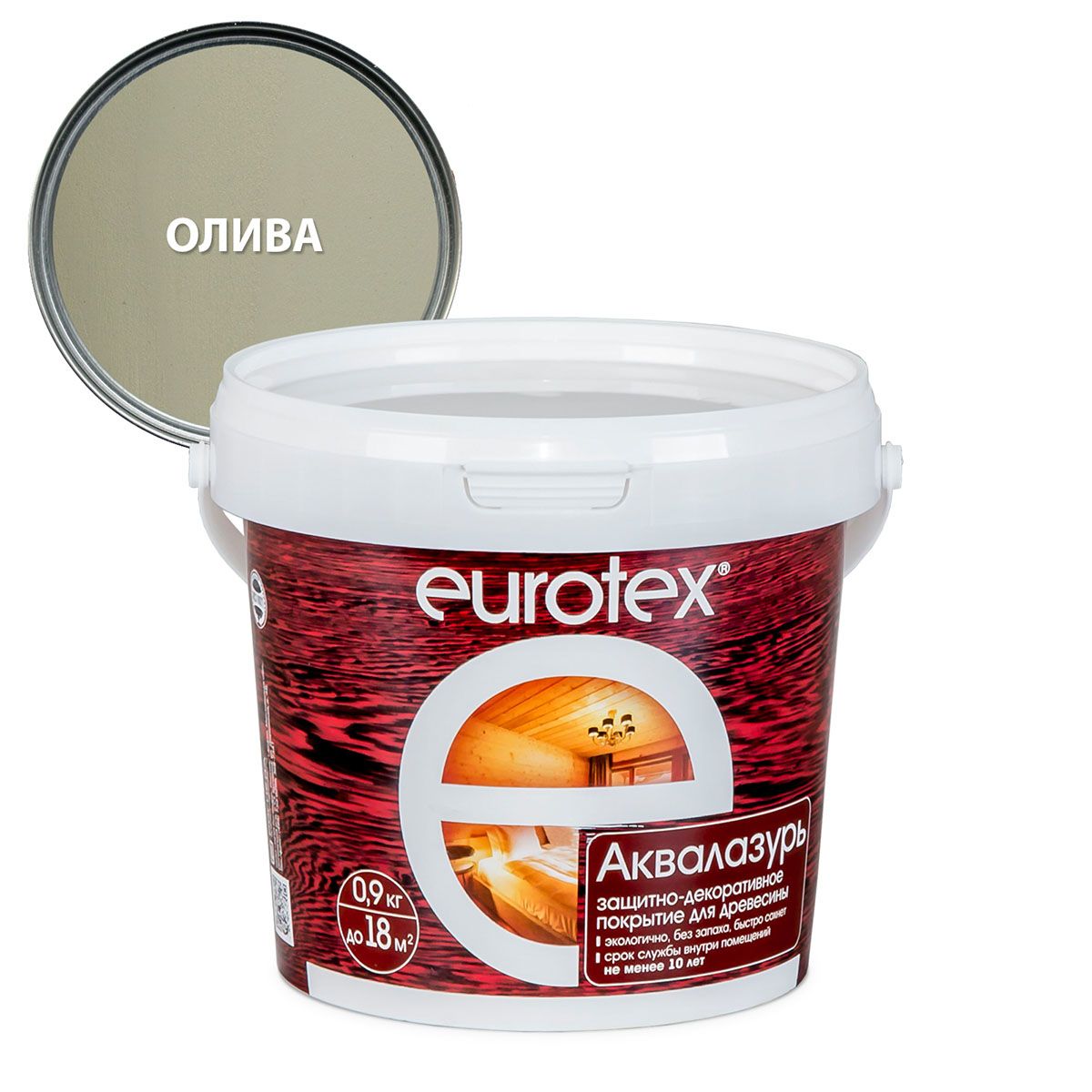 Лак акриловый Eurotex Аквалазурь олива 0,9 кг