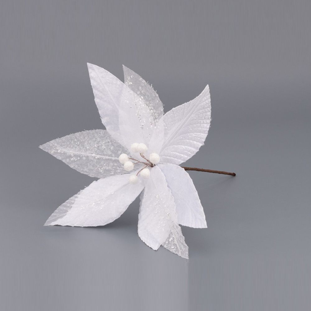 Украшение новогоднее Моя Елочка Пуансеттия 25х30 см белый 2024-8328