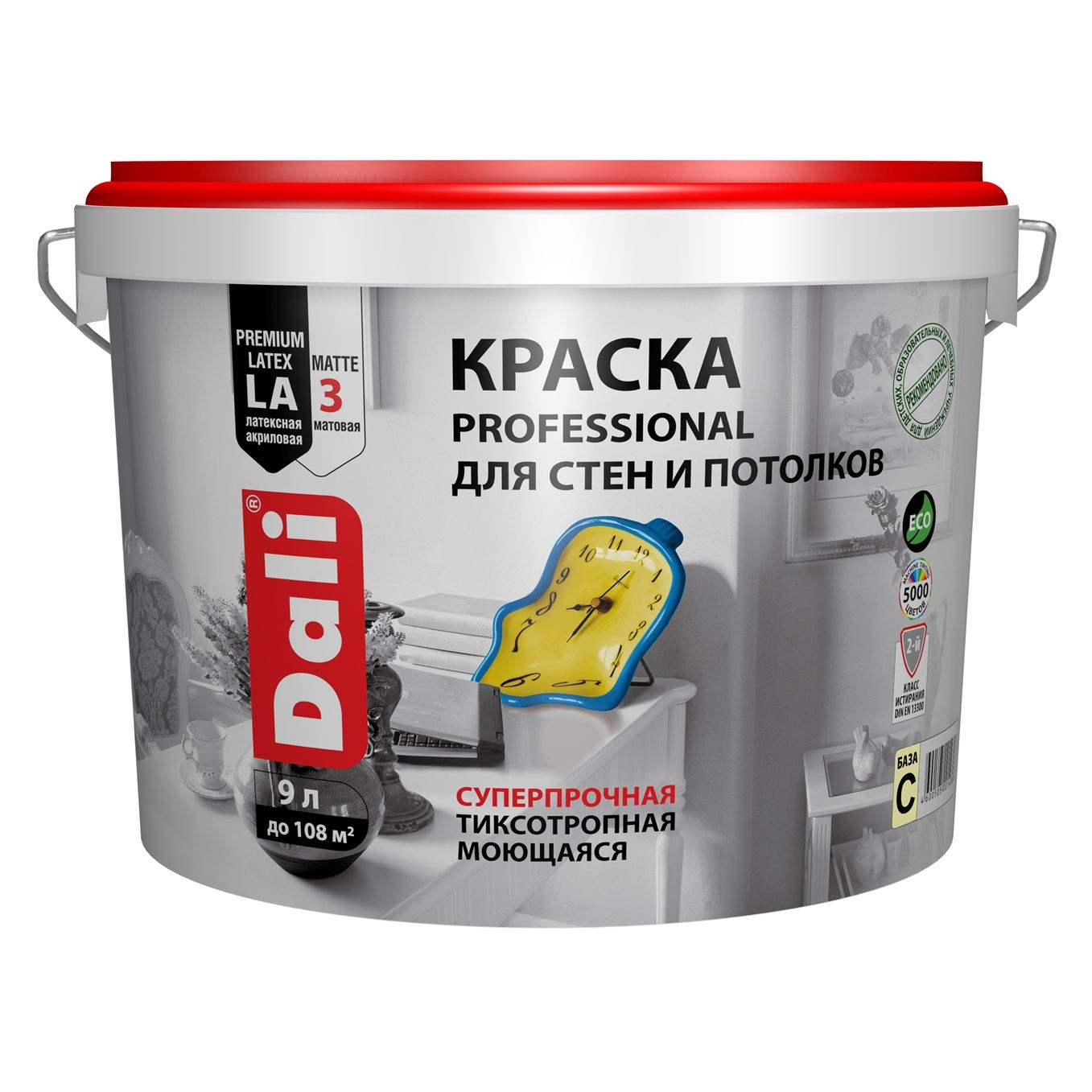 Краска ВД для стен и потолков Dali Professional база C  бесцветная 9 л