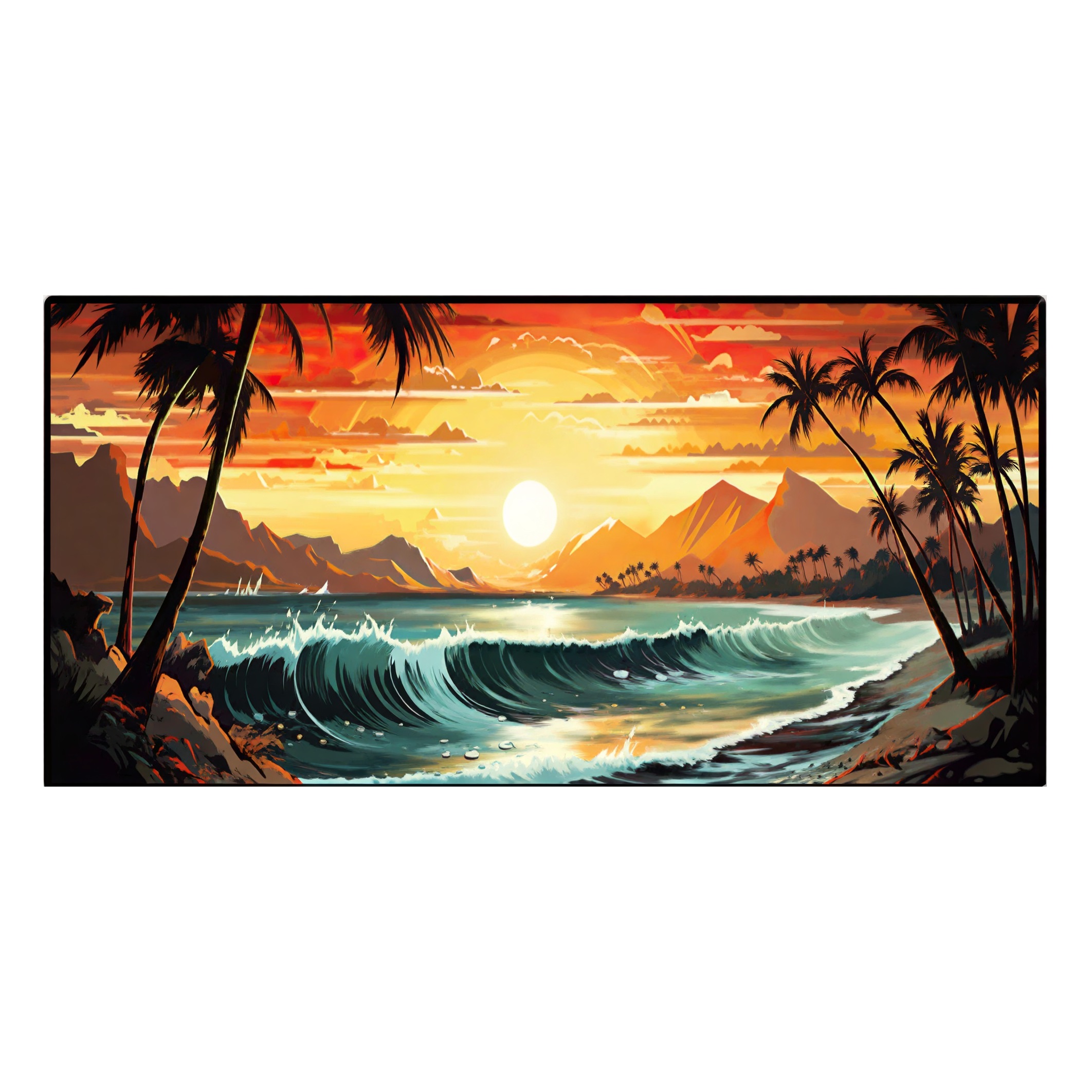 Картина интерьерная со смолой Закат 70х50 см 2025-0403