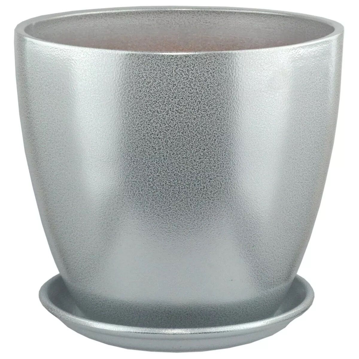 Горшок цветочный Бутон Глянец металлик бело-серый 31 см 17 л