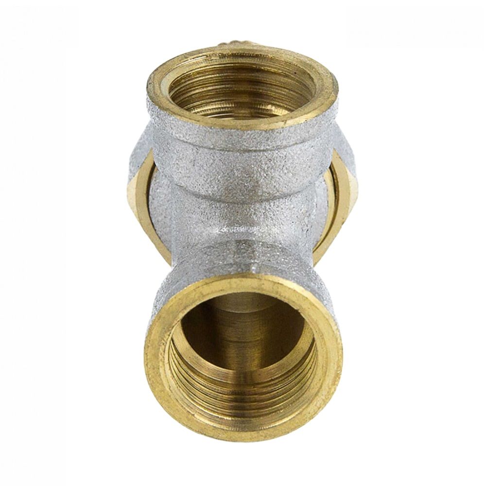 Тройник со сгоном латунь никель 1/2" ВР/ВР/нак/г