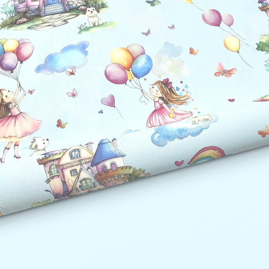 Обои Erismann Kid`s Story 60949-04 голубые однотоннные 1,06х10,05 м