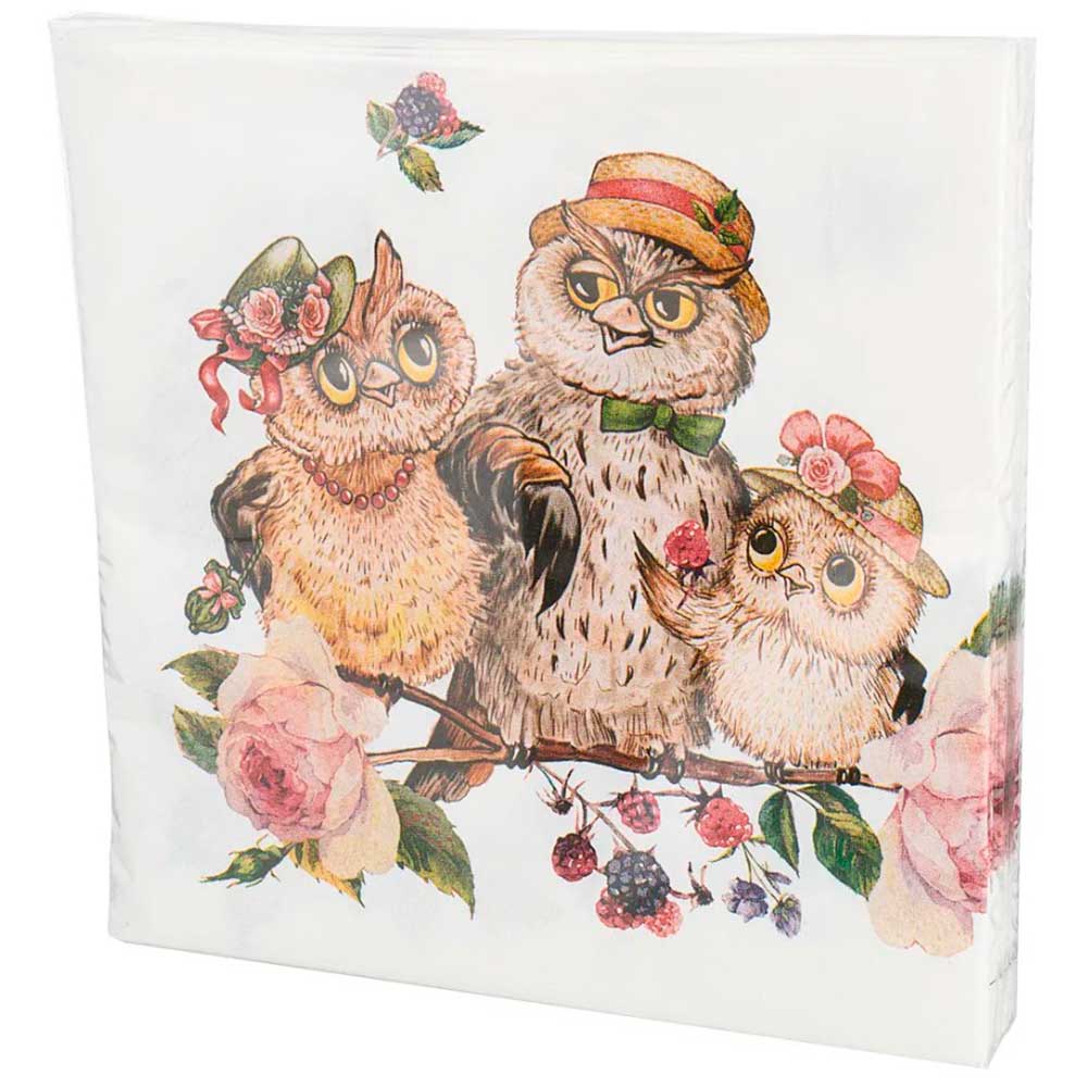 Салфетки бумажные 3-х слойные Совушки 33х33см 20шт 588-030