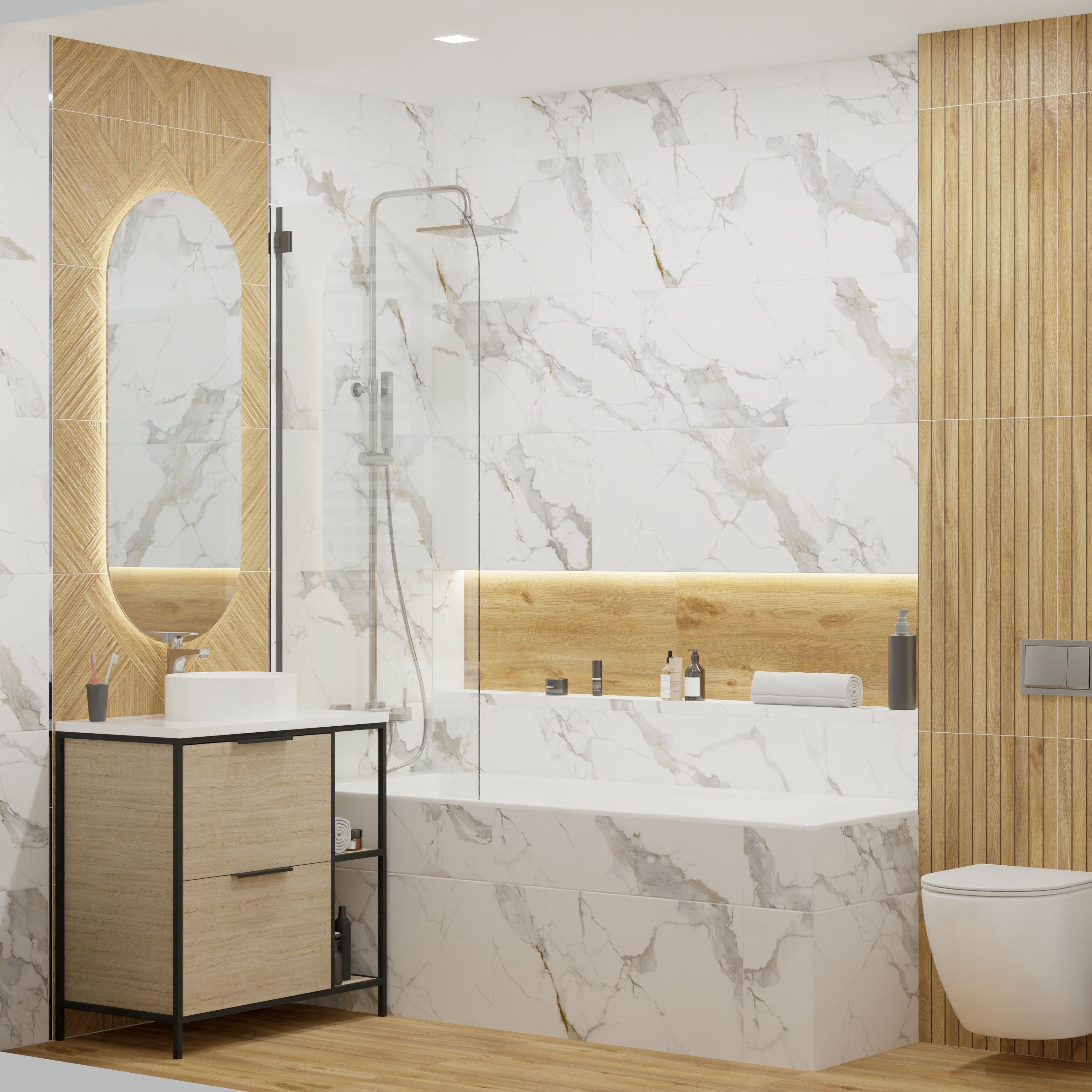 Керамогранит Global Tile Woodstock GT408013882MR 40х80 см бежевый танграм 1,6 м2